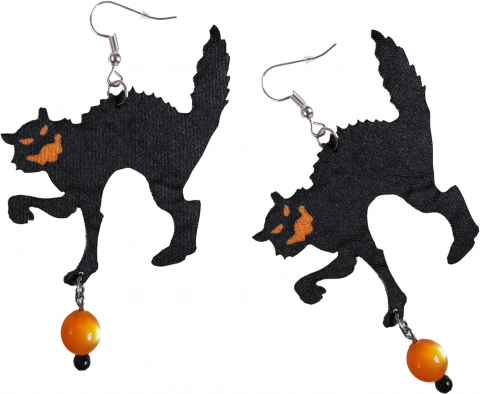 Heksenkat oorbellen voor Halloween