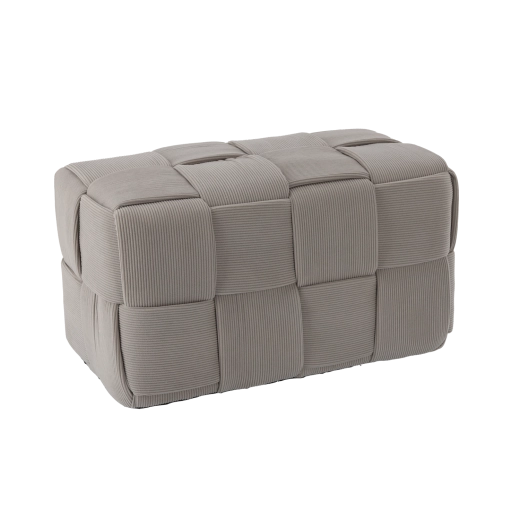 Gebreide poef rechthoekig lichtgrijs 60 × 32 × 32 cm