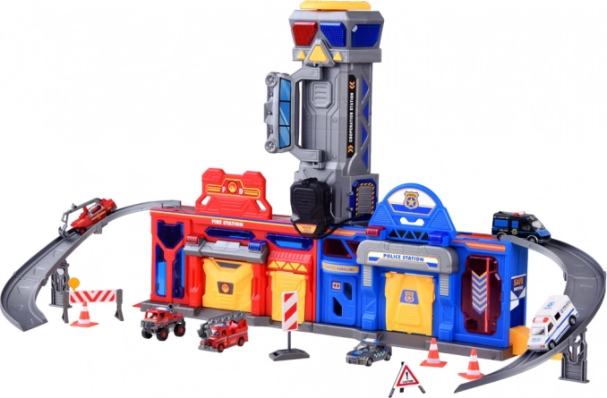Mega Garage 2in1 Politie en Brandweer met Lift