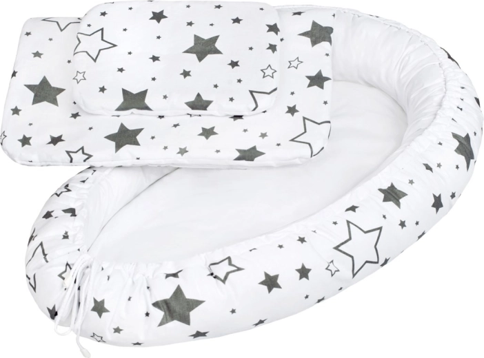 Luxe babynestje met dekentje voor baby New Baby grijze sterren