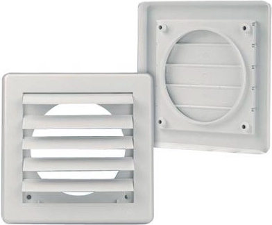 Ventilatierooster met zwaartekrachtklep 150 × 150 / 100 mm wit