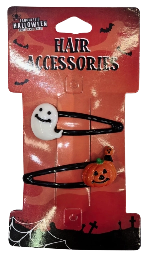 Halloween haarspeldjes geest en pompoen - 2 stuks