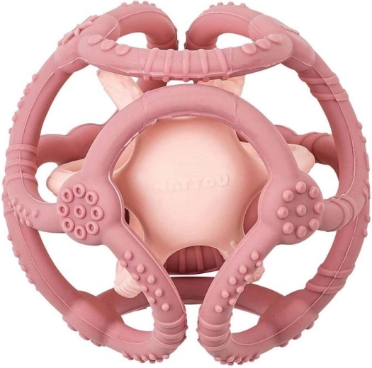 Nattou siliconen bijtring bal 2-in-1 BPA-vrij roze