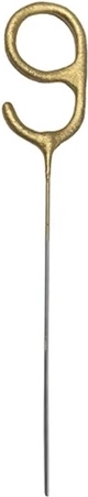 Koude fonkelaar cijfer 9 goud 15 cm - 1 stuk