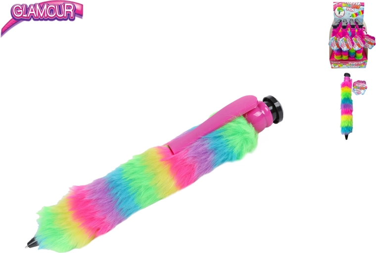 Glamour jumbo pen met harige regenboogafwerking