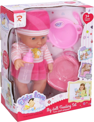 babypop plast 30 cm met geluiden en accessoires