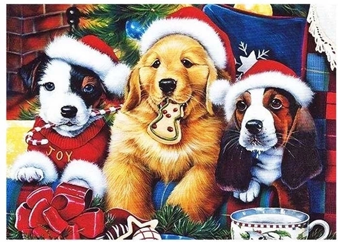 Norimpex diamantpainting Kerstpuppy’s 30 × 40 cm