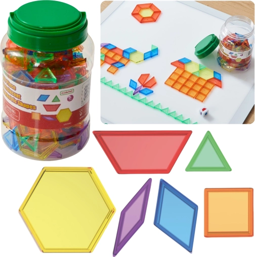 MASTERKIDZ montessori mozaïek tangram van transparante geometrische vormen, 140 st.