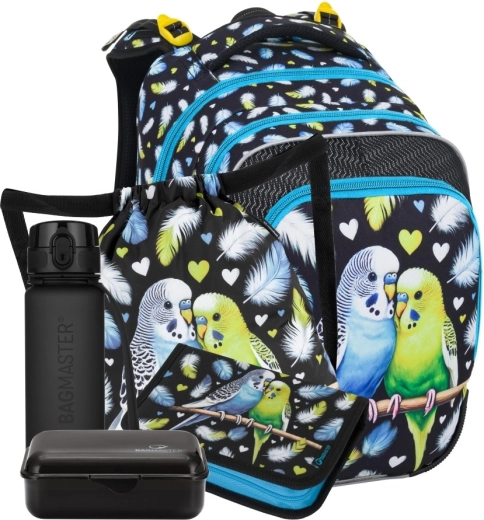 Bagmaster beta 25 en grote schoolset voor eersteklassers – papegaai