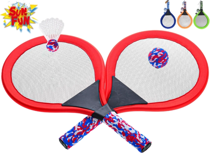 Sun Fun kinderset rackets voor buiten – balletje en badmintonshuttle