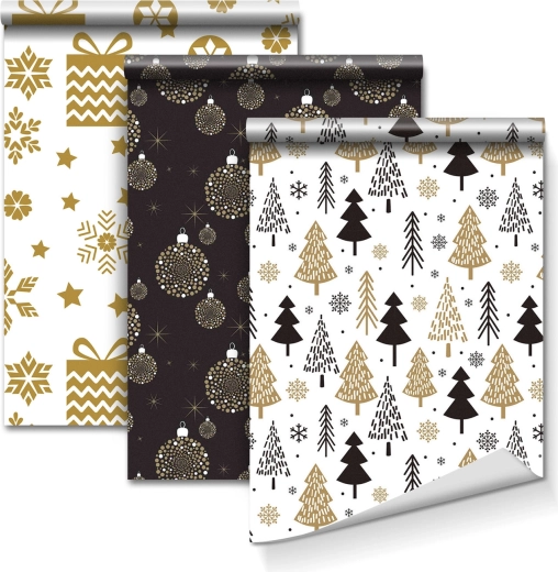 Cadeaupapier met 3 patronen, 70 × 150 cm