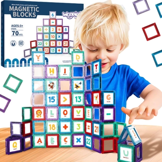 Woopie magnetische bouwblokken 3D met cijfers - 70 onderdelen
