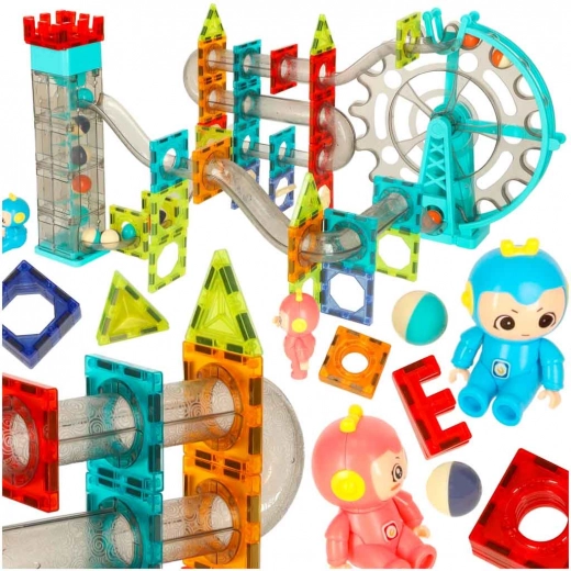 Magnetische bouwset met knikkerbaan en muziek, 118 delen