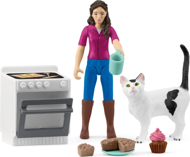 Bakkerin met kat – speelset SCHLEICH Pocket Set