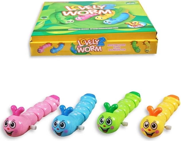 Kunststof opwindspeelgoedworm met sleutel - 1 stuk