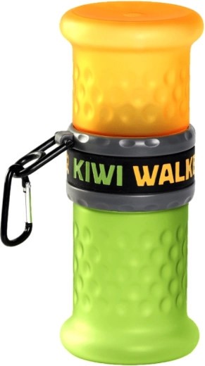 Reisfles voor water en voer 2-in-1 KIWI WALKER, plastic, geel‑groen