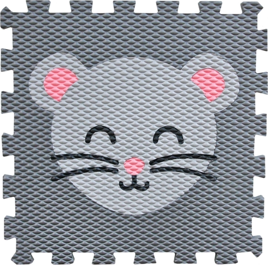 Minideckfloor muis – grijs vloerkleedje met lichtgrijze muis