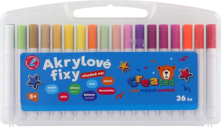 Set acrylstiften 36 stuks in kunststof box