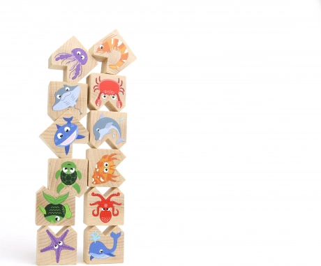 Houten balansspel zeedieren