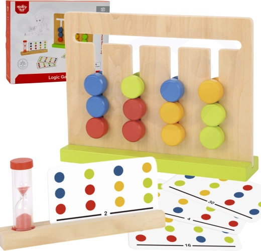 Houten logicaspel met timer en kleurrijke patronen TOOKY TOY