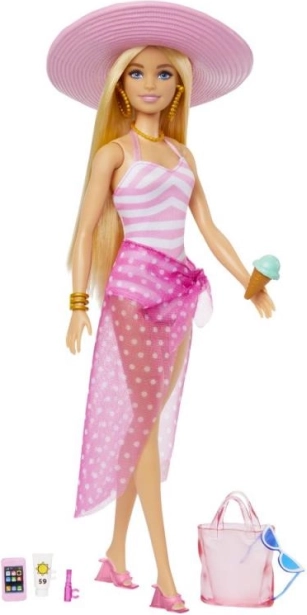 Barbie op het strand met zomerse accessoires