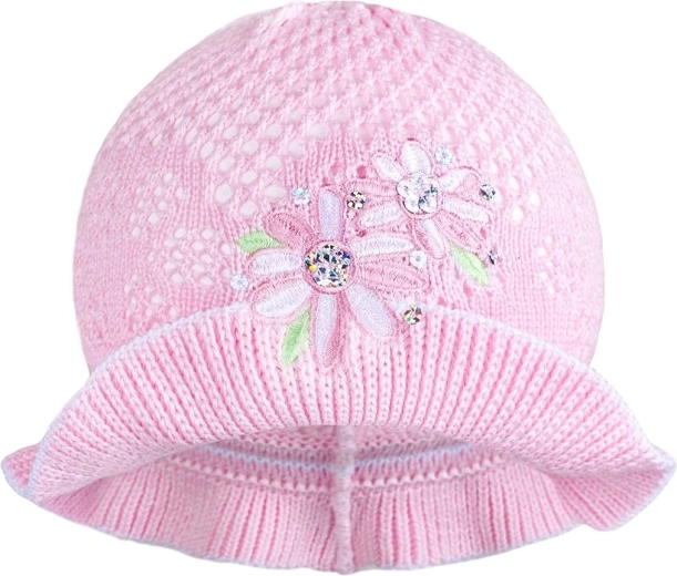 Gebreid hoedje New Baby roze-wit