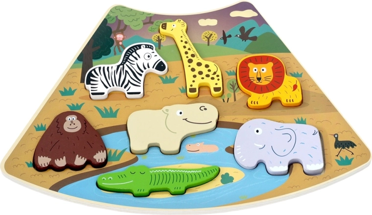 2Kids Toys Houten verbindbare puzzel Safari