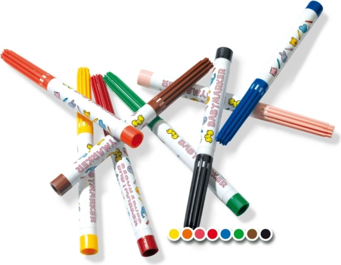 8 vrolijke kleuren voor de eerste tekeningen