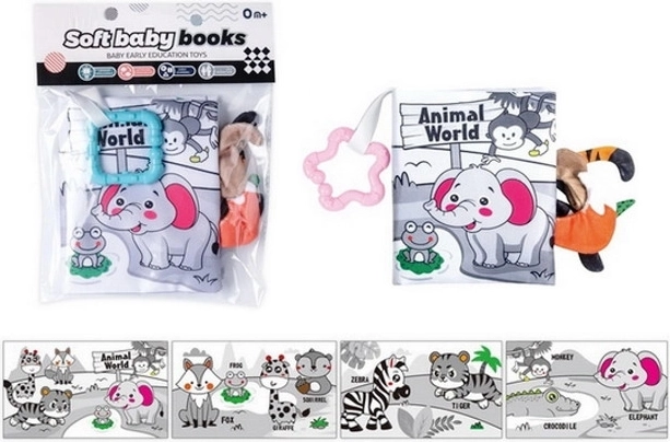 Ritselend contrast stoffen boekje voor baby’s met dieren