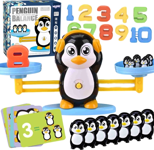 Woopie pinguïn balansweegschaal om leren rekenen