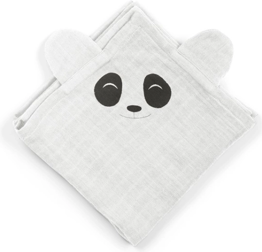 NuuRoo Bjork mousselinen luiers panda white onyx (2 stuks)