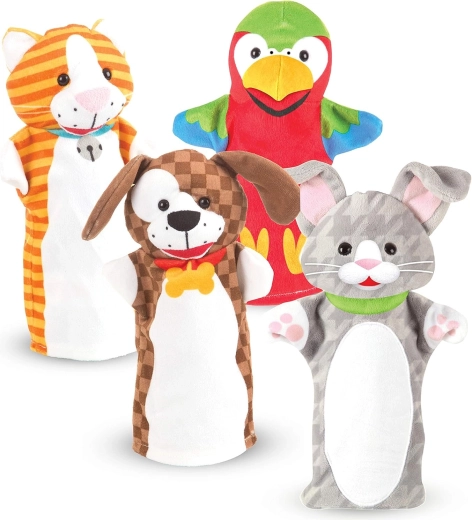 Melissa & Doug Playful Pets set met 4 dierenhandpoppen