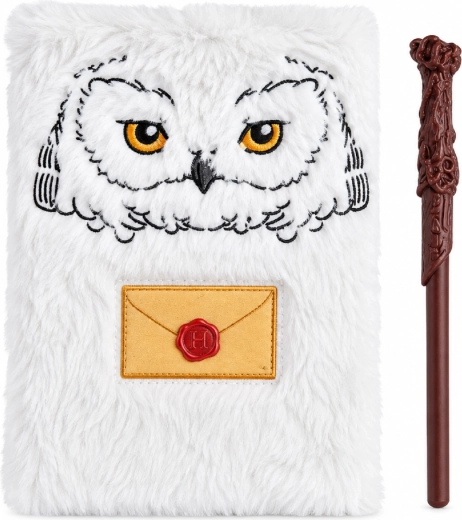 Pluchen notitieboek A5 Harry Potter met pen in de vorm van een toverstaf