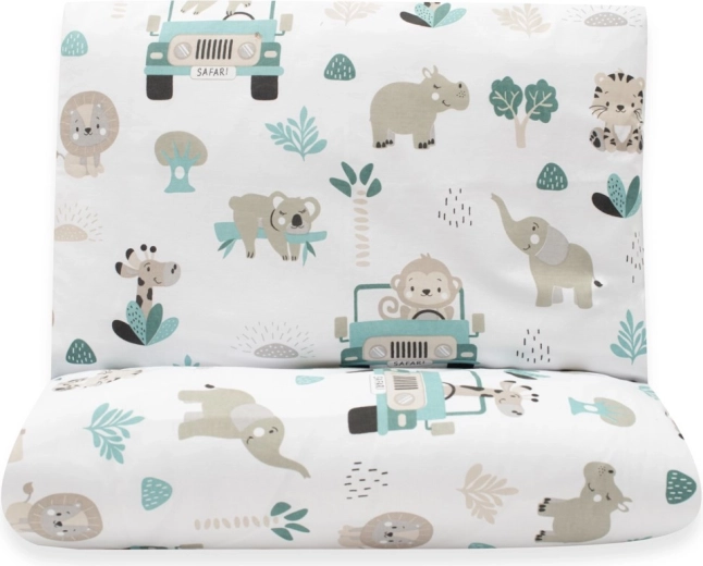 New Baby Safari II katoenen kinderdekbedovertrek 90×120 cm, mintgroen