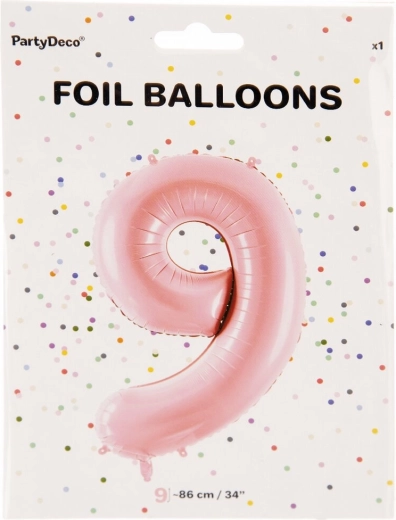 Folieballon cijfer 9 roze 86 cm