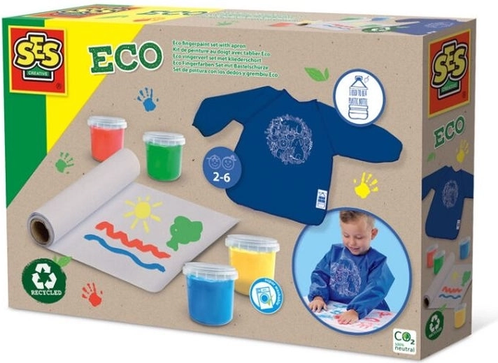 SES eco set vingerverf met schort en papierrol
