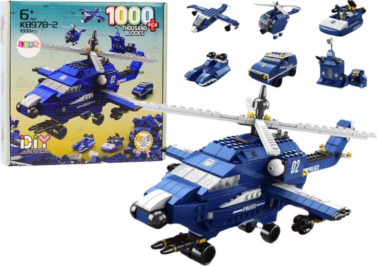 Politieke helikopter Bouwstenen 6-in-1 blauw 1000 stuks