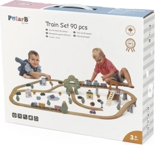 Houten treinbaan POLARB, 90 onderdelen
