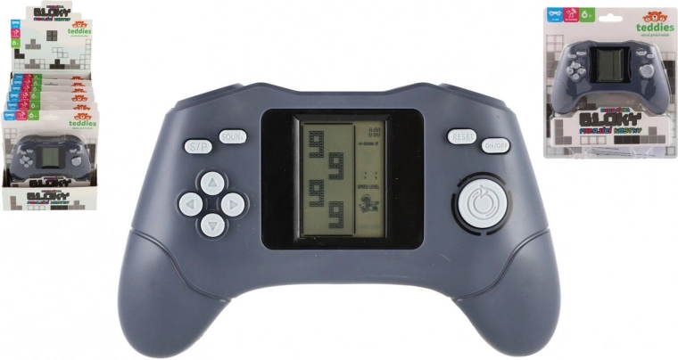 Digitale zakconsole met vallende blokken en lcd-scherm