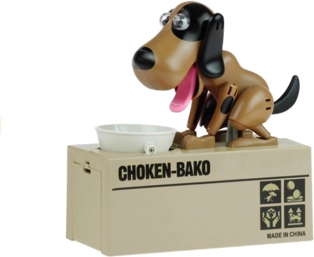 Interactieve honden spaarpot bruin met vlekjes