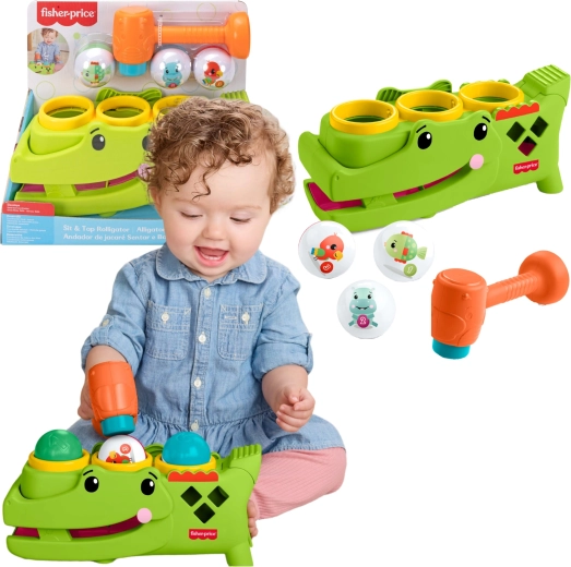 Fisher-Price actieve hamerbank Krokodil met balletjes