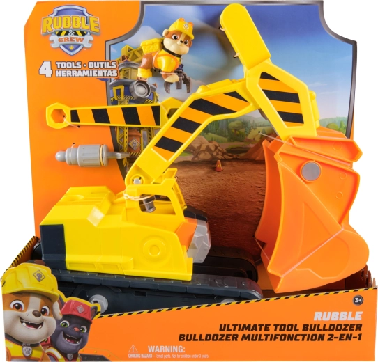 Paw Patrol Rubble en zijn team bulldozer met gereedschap en figuur
