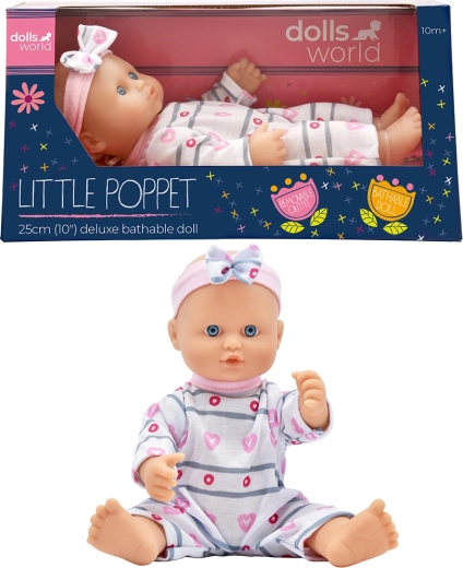 Dolls World badpop Klárka 25 cm met uitneembare kleding en haarband