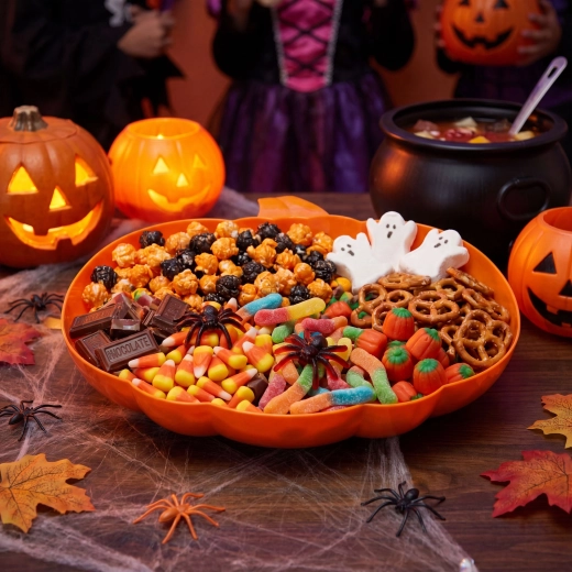 Halloween serveerschaal in de vorm van een pompoen, oranje
