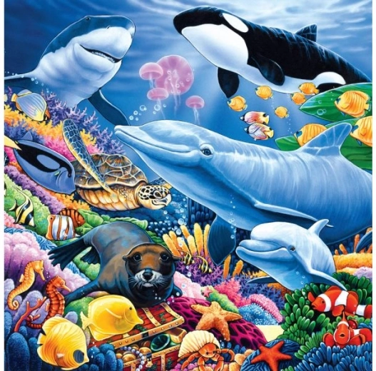 Diamantborduren (diamond painting) onderwaterwereld 30 × 30 cm