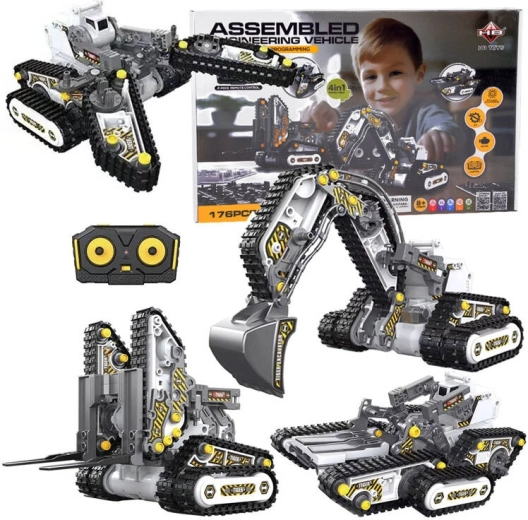 Constructiespeelgoed 4-in-1 op afstand bestuurbare bouwmachines 176 onderdelen