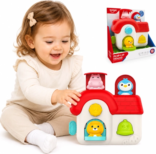 Woopie pop-up huisje met dieren – interactief manipulerend speelgoed 18m+