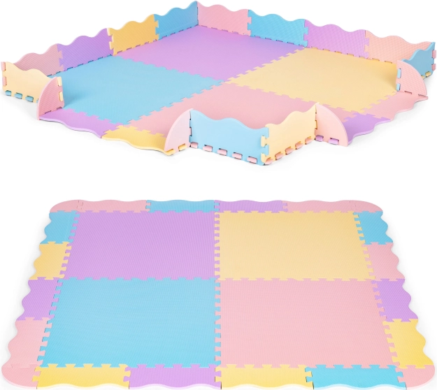 Puzzel-speelmat van EVA-schuim met omranding 141,5 × 141,5 cm, 24 stuks IPLAY