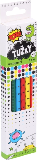 Houten potlood HB met 16 cm schaal TOTO, set van 12 stuks