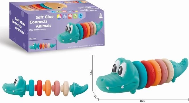Zachte verbindingsblokken – krokodil 23 cm